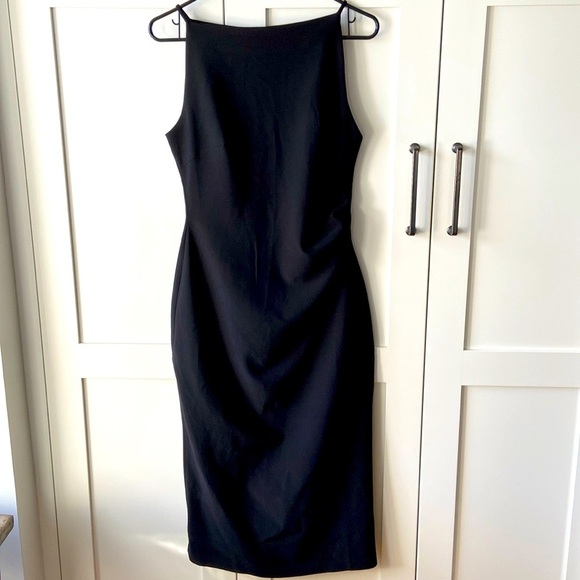 o.p.t Dresses & Skirts - o.p.t Black Dress Women's S Side Slit, Ruching Fully Lined Below Knee Formal EUC